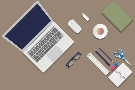 Desktop with Objects Seen from Aboveのイラスト素材