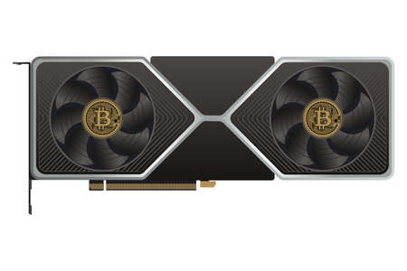 Illustration of a Graphic Processing Unit with Bitcoin logo