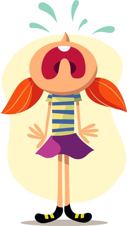 A vector illustration of a girl cryingのイラスト素材