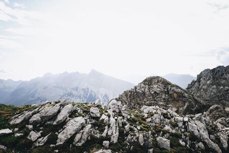 European Alpine panorama on a summer dayの写真素材
