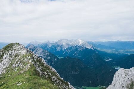 European Alpine panorama on a summer dayの写真素材