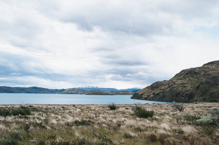 Mirroring the sky in a lake in Chileの写真素材