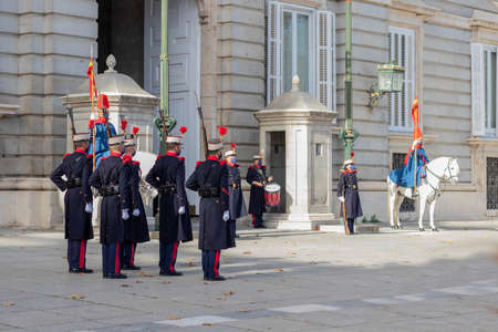 Madrid, Spain - November 1st, 2021: Change of guard in the royal palace of Madridのeditorial素材