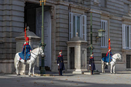 Madrid, Spain - November 1st, 2021: Change of guard in the royal palace of Madridのeditorial素材