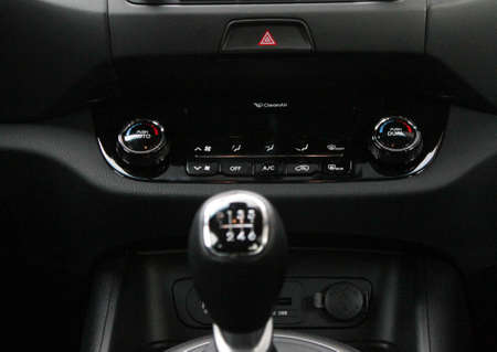 Black modern and shiny car interior controlの写真素材