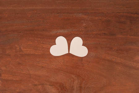 Two white hearts isolated for pandemic valentines dayの写真素材