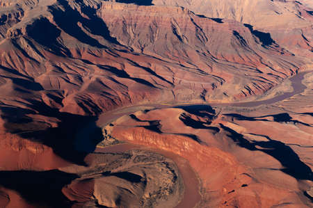 Panoramic aerial view from helicopter to the Grand Canyon of the Coloradoの写真素材