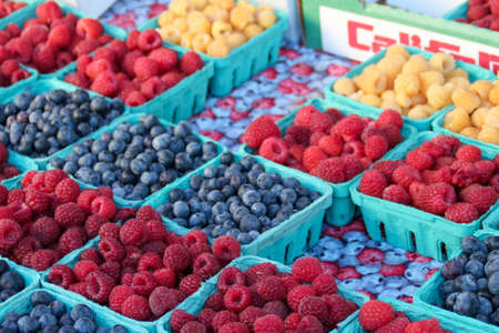Fresh fruit in farmers market in Californiaの写真素材