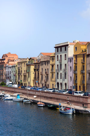 BOSA, SARDINIA, ITALY - JUNE, 09, 2022: Bosa, Typical traditional village with colorful houses in the river bankのeditorial素材