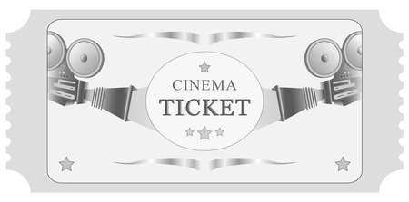 Vector illustration. Retro vintage movie ticket template in black and white. With the ability to add the desired text materialのイラスト素材