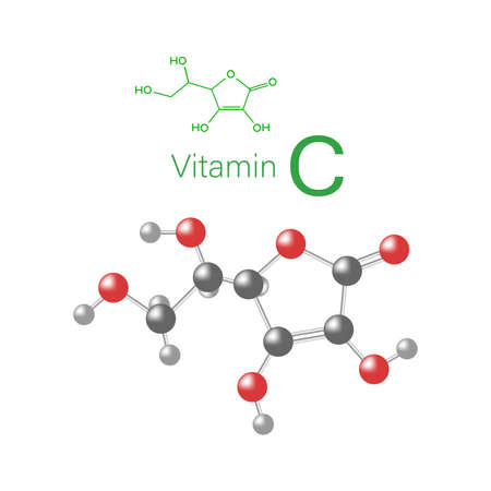 Vector illustration of the chemical compound vitamin Cのイラスト素材