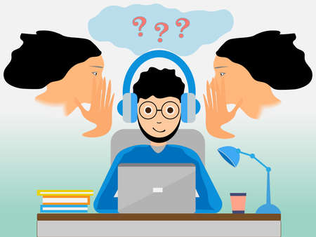 Vector illustration of a programmer getting brilliant ideasのイラスト素材