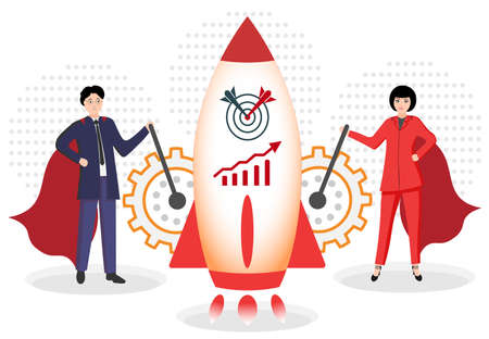 Vector illustration of the launch of a business project, start in business.のイラスト素材