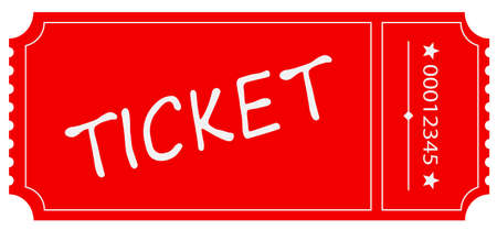 Vector illustration of a red ticket. Movie, template, poster, circus, icon.