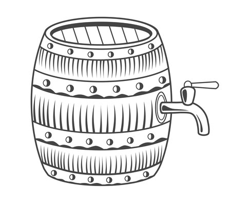 Vector illustration of an old beer or wine barrel.のイラスト素材