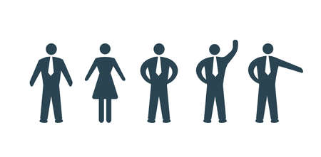A set of vector icons for business men and women. Dark color.のイラスト素材
