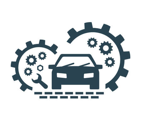Vector illustration car icon and gears.のイラスト素材