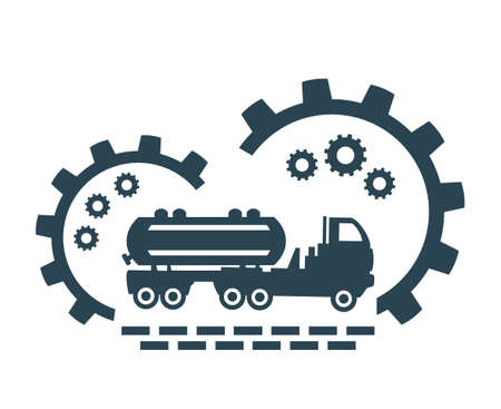 Vector illustration, logo, truck, car icon. Transportation of fuelのイラスト素材