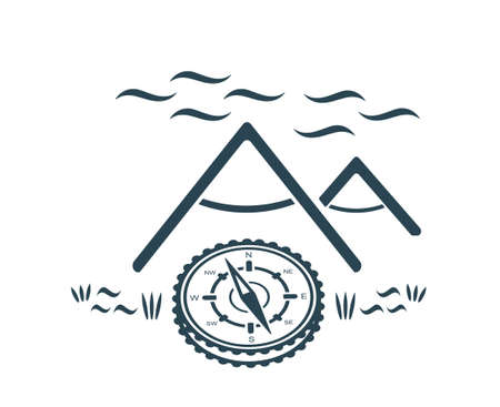 Vector illustration, logo, tourism and recreation icon. Camping. isolated on a white background.のイラスト素材