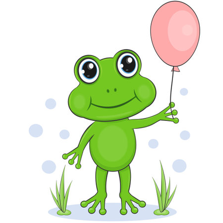 Vector illustration of a green frog on a white background. isolated.のイラスト素材