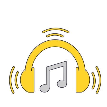 Vector illustration of musical headphones notes. isolated.のイラスト素材
