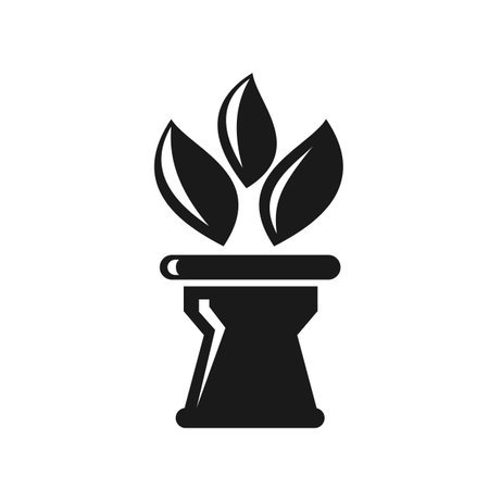 Vector illustration, a pot with plants icon. flat design. isolated on a white background.のイラスト素材
