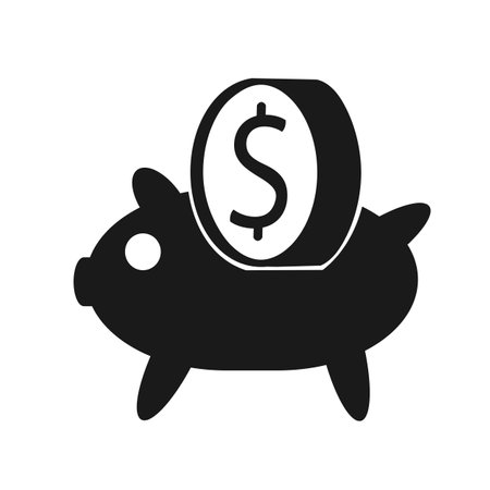 Vector illustration, piggy bank and coin icon. isolated.のイラスト素材