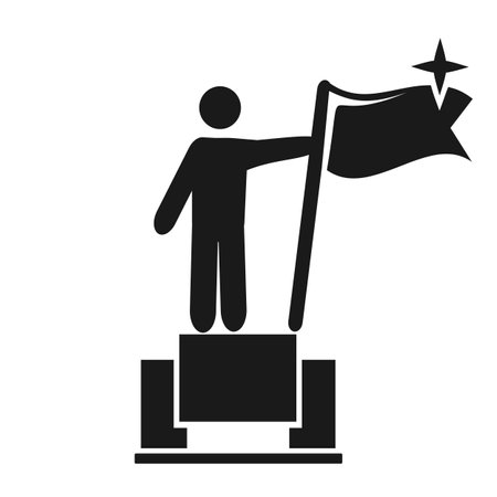 Vector web icons, a man with a success flag. flat design.のイラスト素材