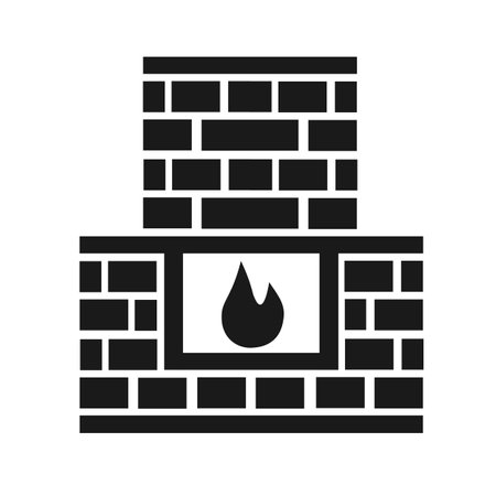 Vector illustration,  brick fireplace icon. editable. isolated on a white background.のイラスト素材