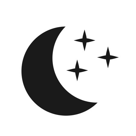 Vector illustration, web icon of the moon and stars. flat design. isolated on a white background.のイラスト素材