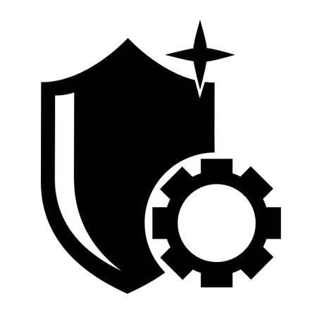 Vector illustration, icon. protection and security. Shield and gear wheel. editable. isolated on a white background.のイラスト素材