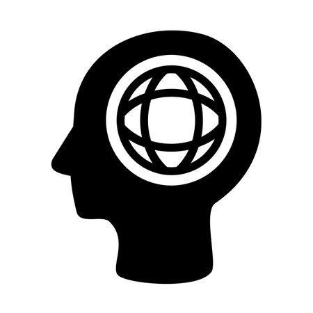 Vector illustration, human head icon. global thinking concept. isolated on a white background.のイラスト素材