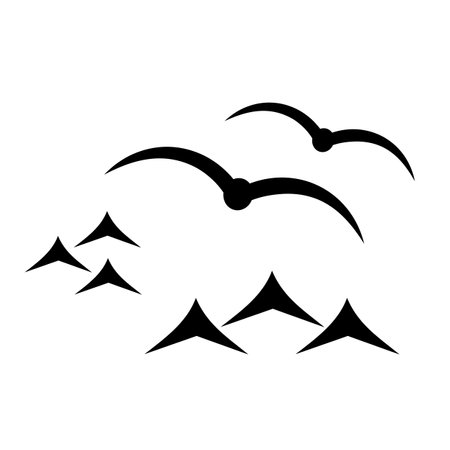 Vector illustration, bird flock icon. isolated on a white background.のイラスト素材