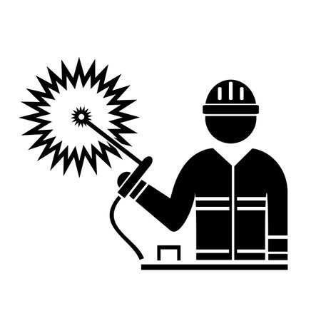 Vector illustration, welding production icon. industry. Welder. isolated on a white background.のイラスト素材