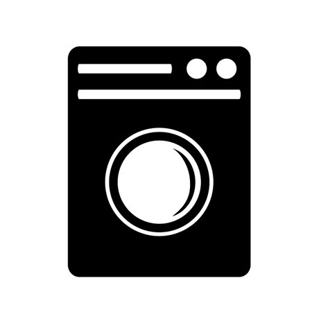 Vector illustration, web icon. washing machine. flat design. isolated on a white background.のイラスト素材