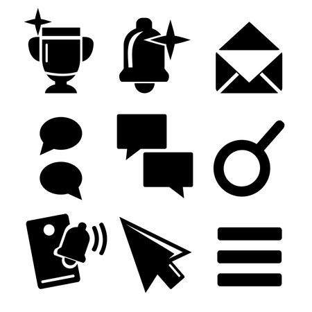 A set of vector web icons in black.のイラスト素材