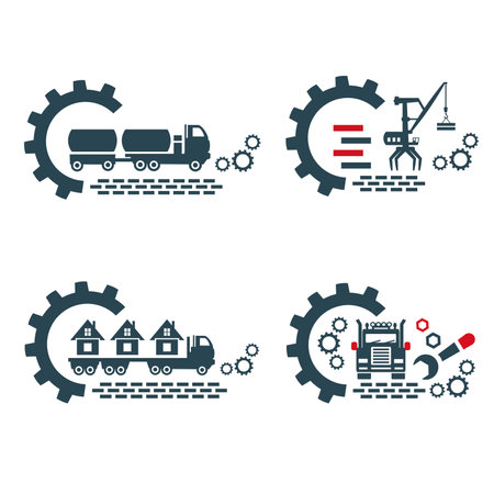 A set of vector logos of industry and transport.のイラスト素材