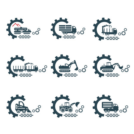 A set of vector logos of construction equipment.のイラスト素材