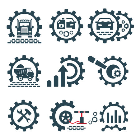 A set of vector logos of cars and graphics.のイラスト素材