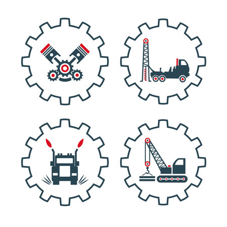 A set of vector logos of industry and transport.のイラスト素材