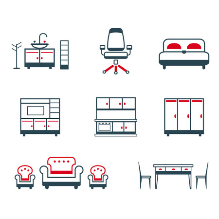 Set of vector furniture icons.のイラスト素材