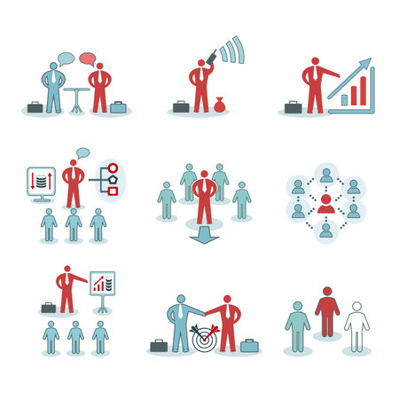 A set of vector icons of business people and teamwork.のイラスト素材