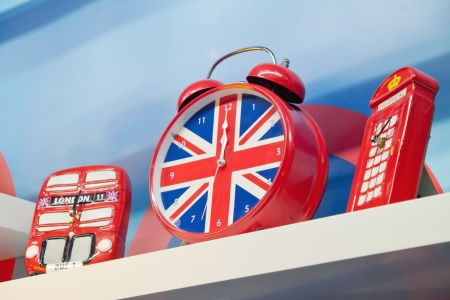 London Great Britain Red Souvenirs with bus clock and telephoneの写真素材