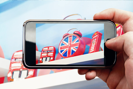 Smart phone mobile photo with London souvenirs