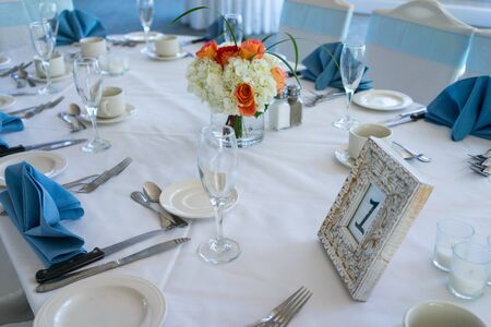 Formal wedding reception table setting