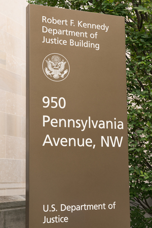 WASHINGTON, DC - JULY 12: Robert F. Kennedy Department of Justice sign in Washington, DC on July 12, 2017のeditorial素材