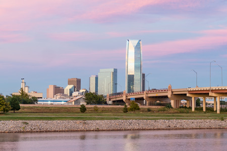 OKLAHOMA CITY,OK - OCTOBER 11, 2017: Skyline of Oklahoma City, OK during sunsetのeditorial素材