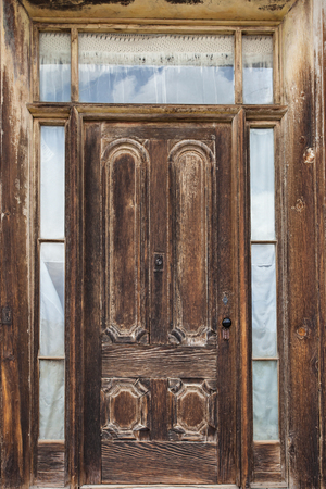 Old wooden door in the ghost town of Bodie, Californiaの写真素材