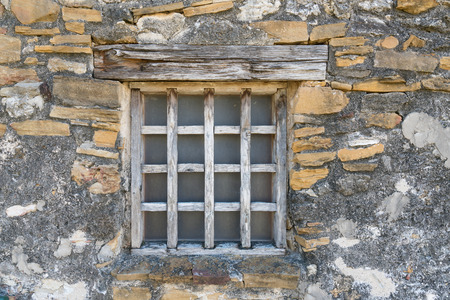 Old Wooden Window at Mission San Juan in Texasの写真素材