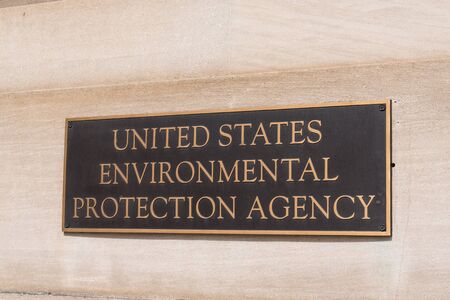 WASHINGTON, DC - MARCH 14, 2018: Environmental Protection Agency sign at the EPA Building in...